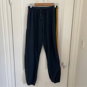 Aviator Nation EUC 5 Stripe Jogger Sweatpants Charcoal Large